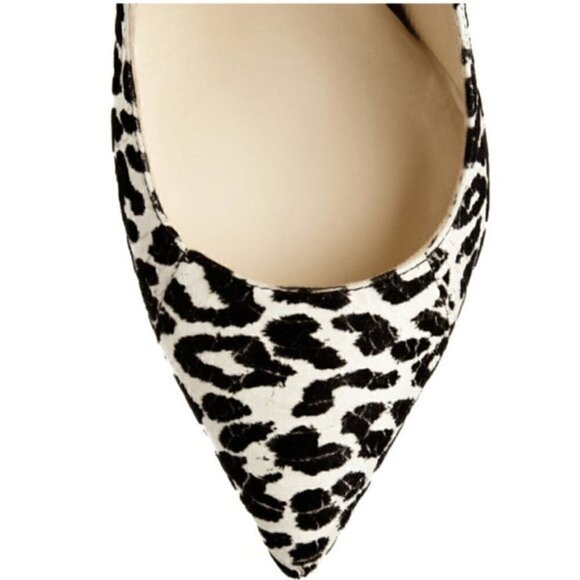 Brian Atwood White Lilith Snakeskin Leather Leopard Print Slingback Pumps - 5US - Picture 6 of 16